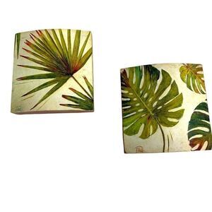 VINTAGE 90’s WOODEN PLANT WALL ART SET OF TWO